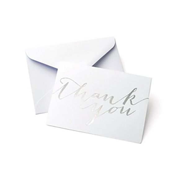 Silver Foil Thank You Card, 5 × 3.5 inches, Includes Envelopes 50 Cards - Picture 2 of 5